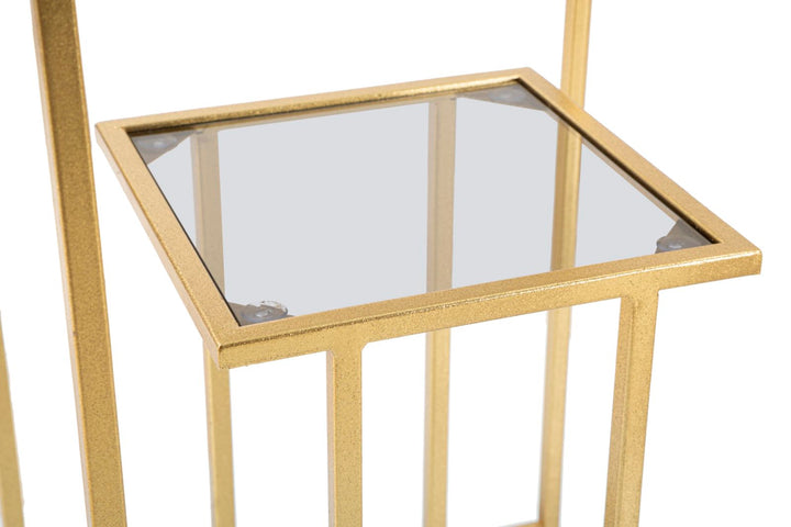 Rechteckiger kleiner Tisch aus Metall und Glas in Gold