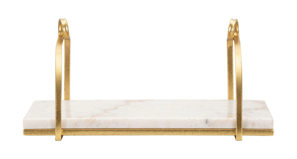 Goldfarbenes Wandregal aus Metall und Marmor