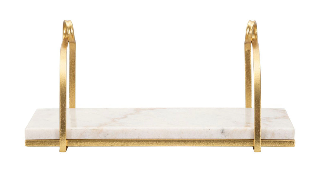 Goldfarbenes Wandregal aus Metall und Marmor
