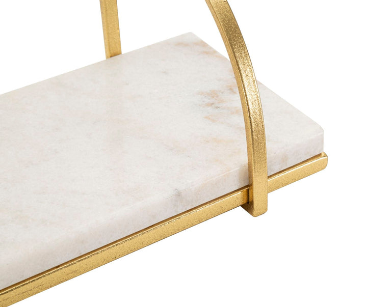 Goldfarbenes Wandregal aus Metall und Marmor