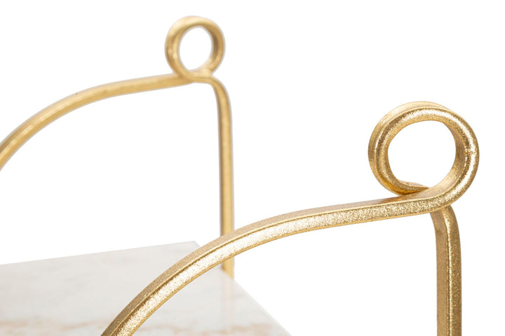 Goldfarbenes Wandregal aus Metall und Marmor