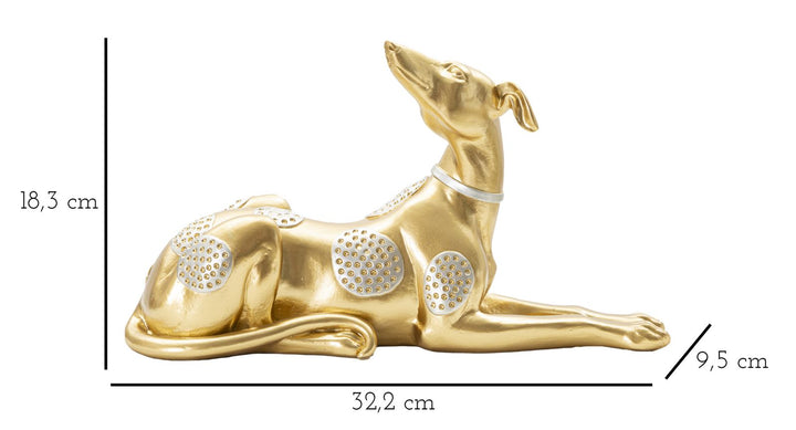 Goldfarbene liegende Hundestatue (Moderne Dekoration)