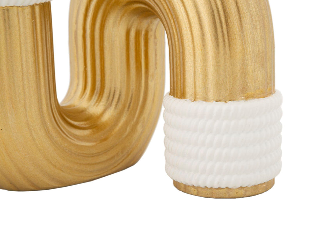 Moderne Vase in Gold und Weiß mit Spiralform