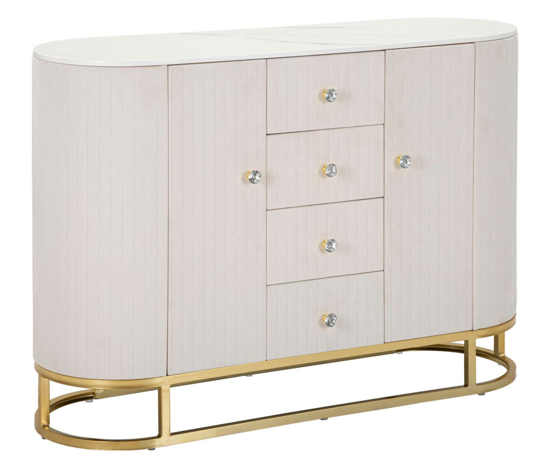 Creme Holz Schrank Goldbasis Montpellier Aufbewahrung (Marmorplatte)