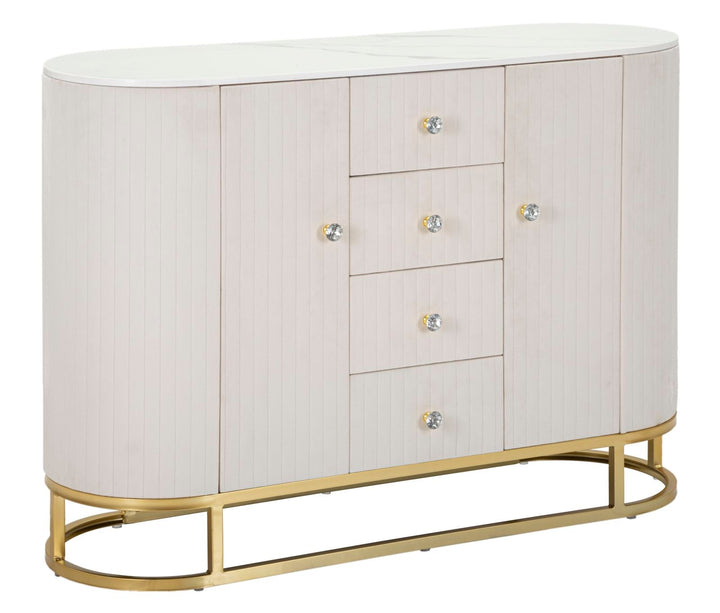 Creme Holz Schrank Goldbasis Montpellier Aufbewahrung (Marmorplatte)