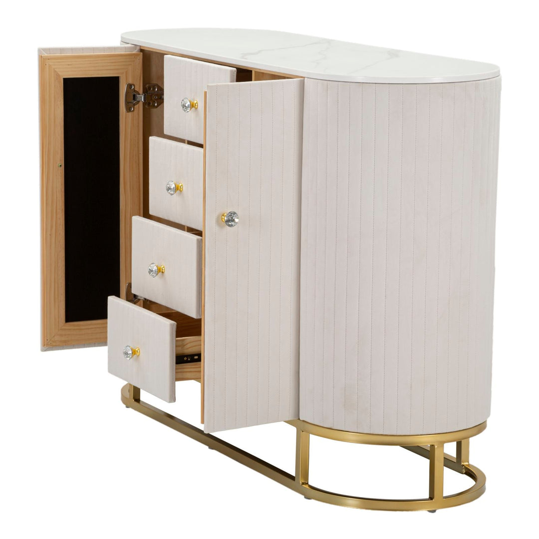Creme Holz Schrank Goldbasis Montpellier Aufbewahrung (Marmorplatte)