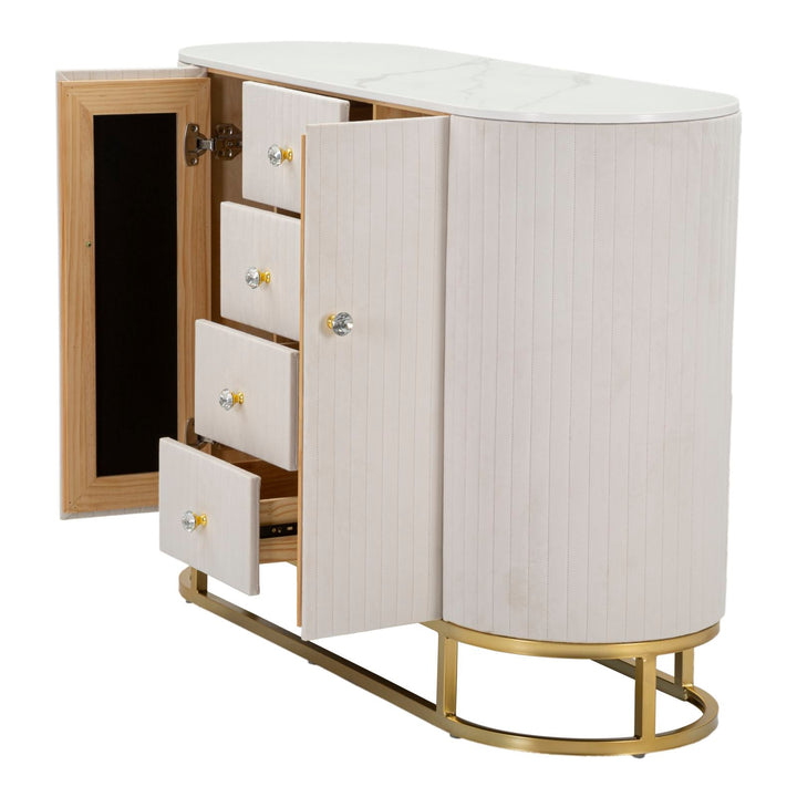 Creme Holz Schrank Goldbasis Montpellier Aufbewahrung (Marmorplatte)