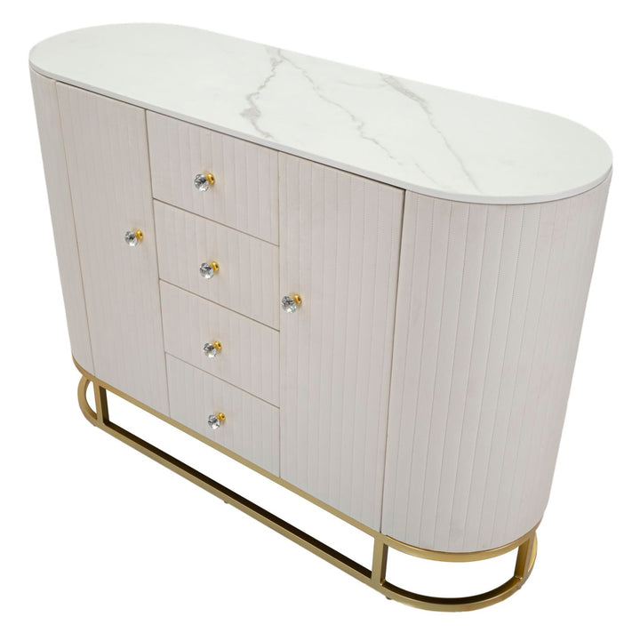Creme Holz Schrank Goldbasis Montpellier Aufbewahrung (Marmorplatte)
