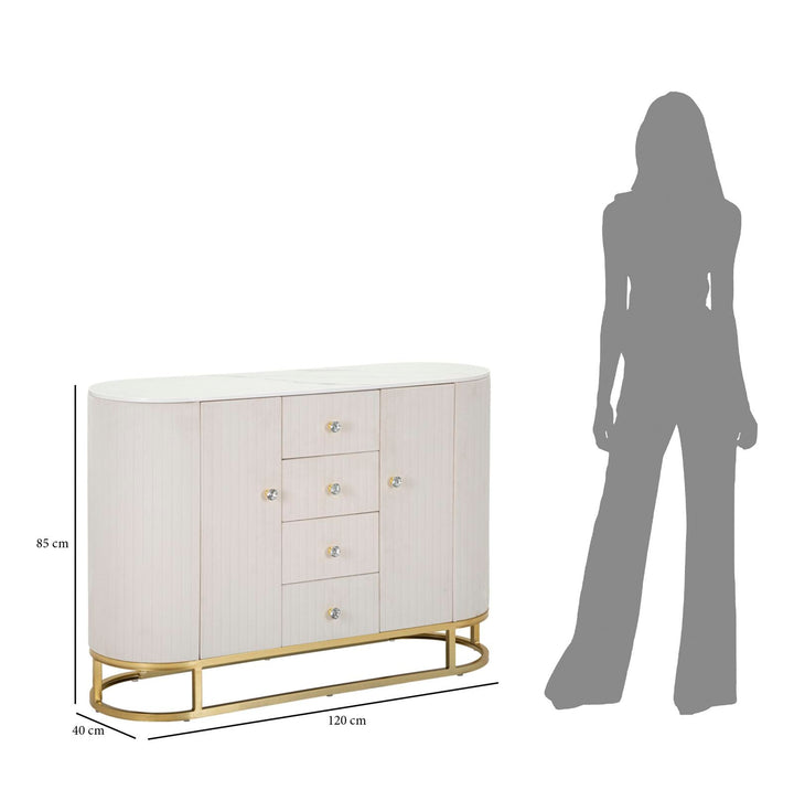 Creme Holz Schrank Goldbasis Montpellier Aufbewahrung (Marmorplatte)