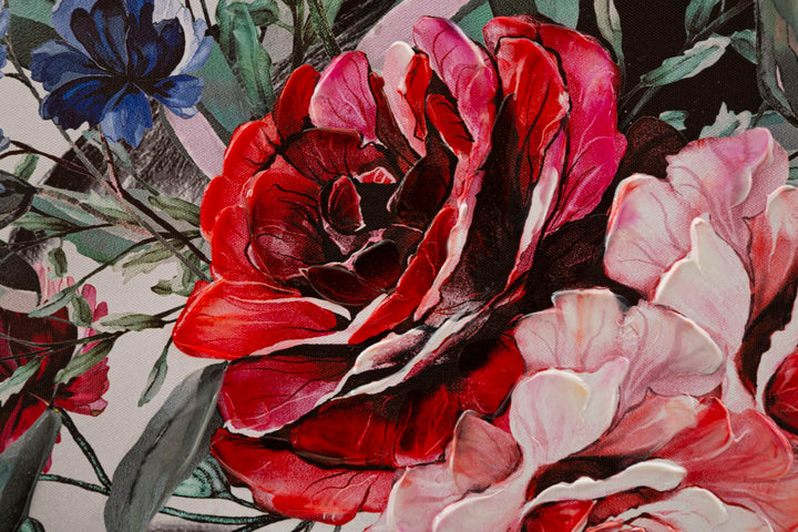 Modernes Gemälde einer Frau mit Blumen auf dem Kopf