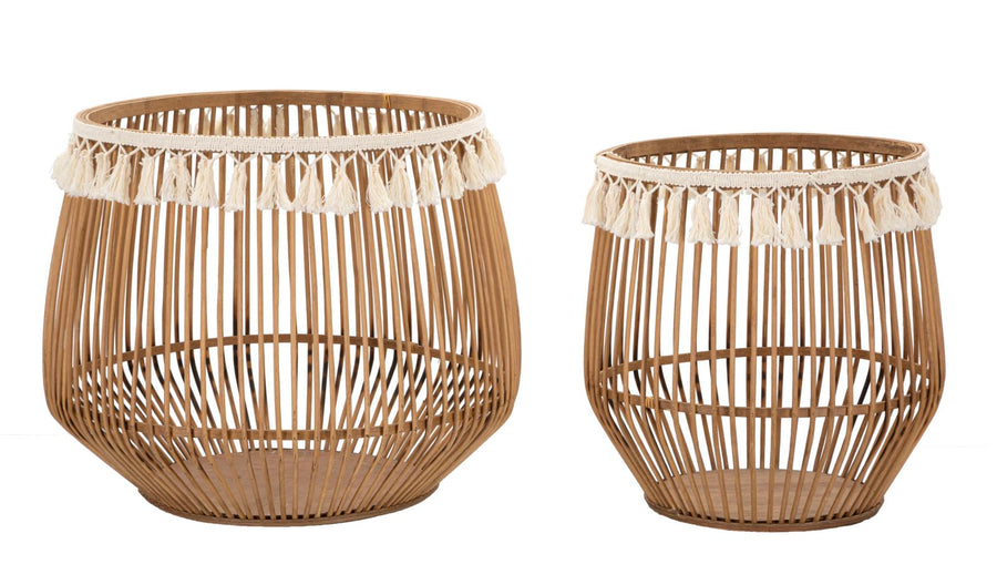 2er Set Rattan Aufbewahrungskorbe Fuji Dekor