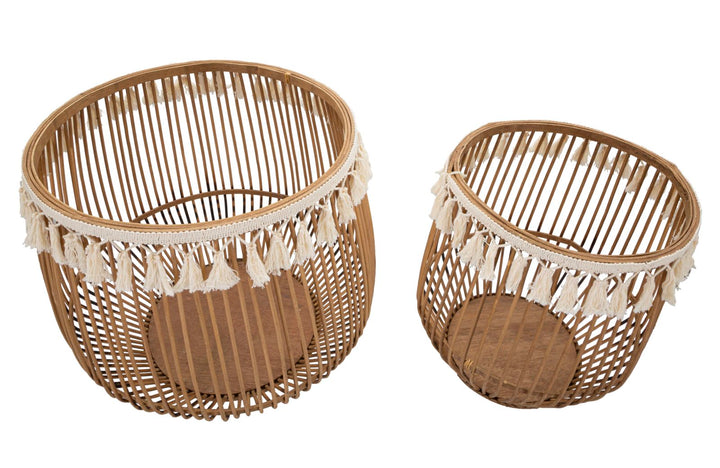 2er Set Rattan Aufbewahrungskorbe Fuji Dekor