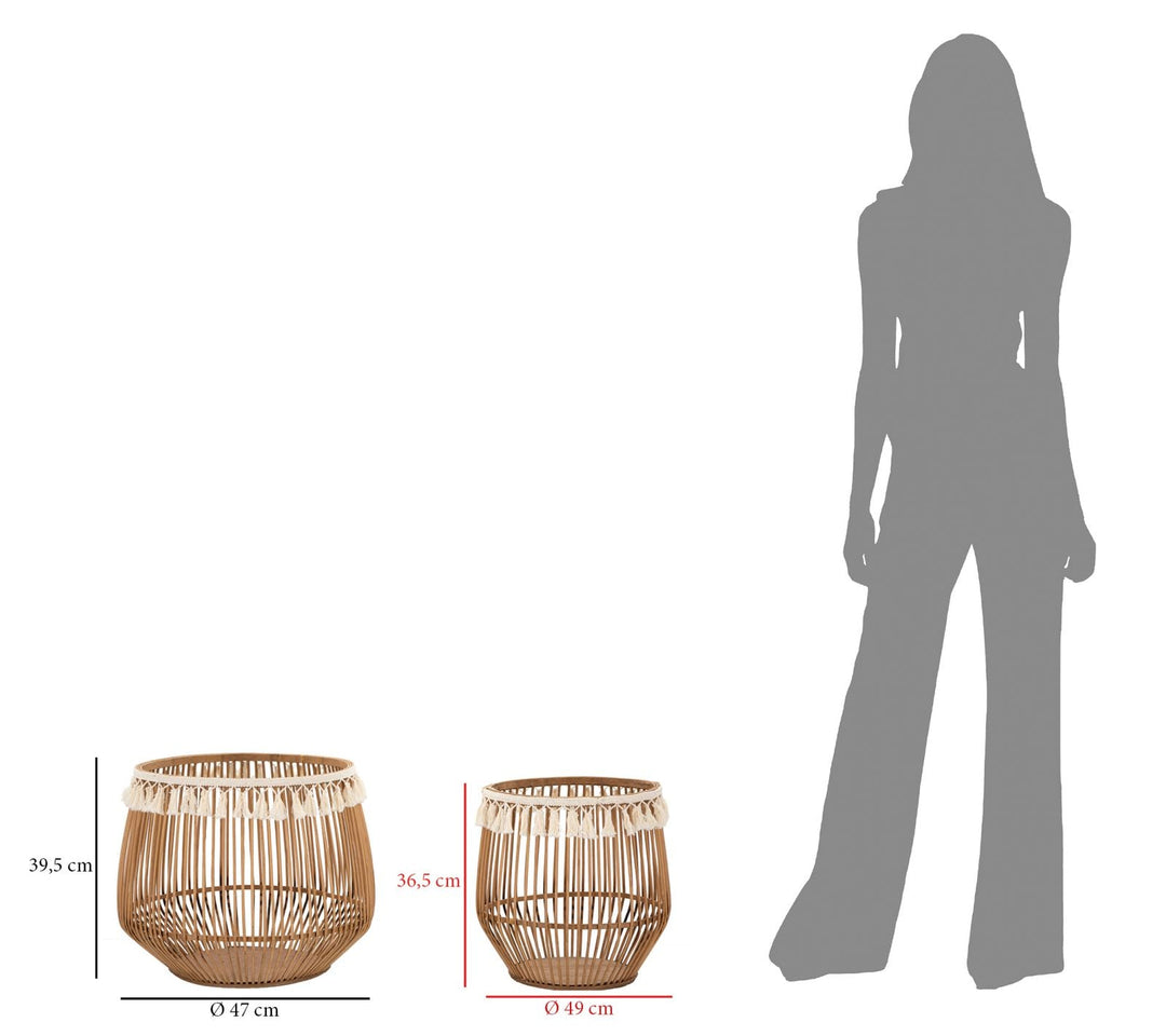 2er Set Rattan Aufbewahrungskorbe Fuji Dekor