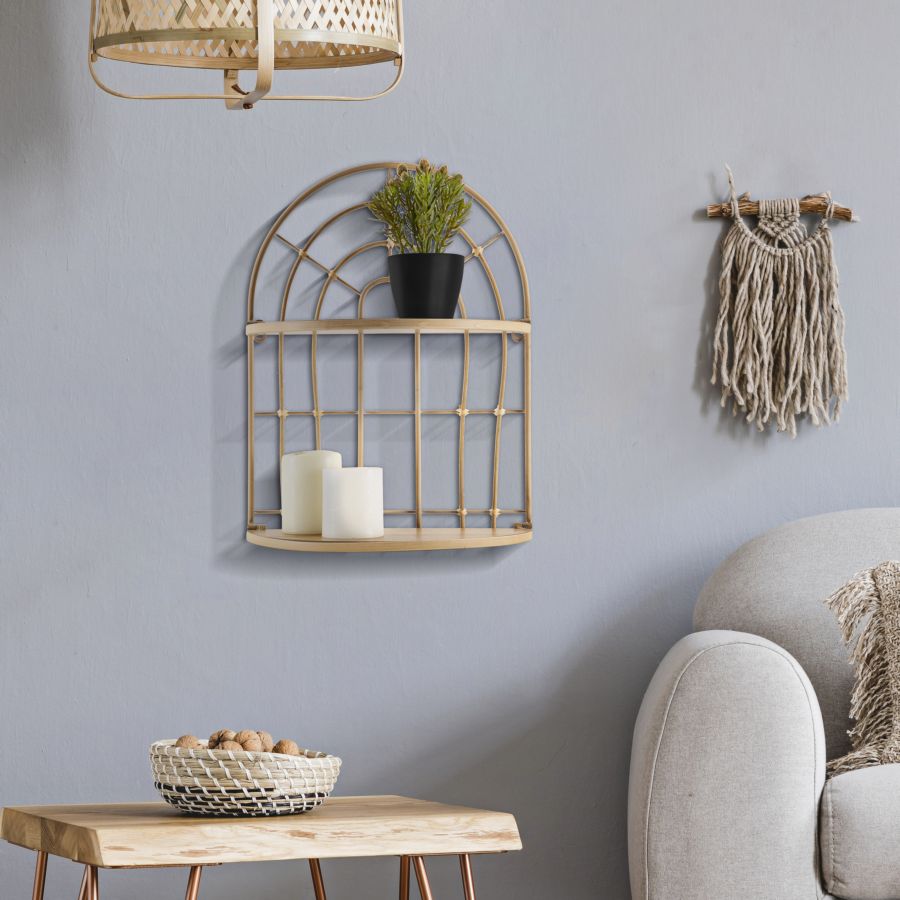 Bogen Wandregal Gold Metallrahmen Arch Dekor Ablage