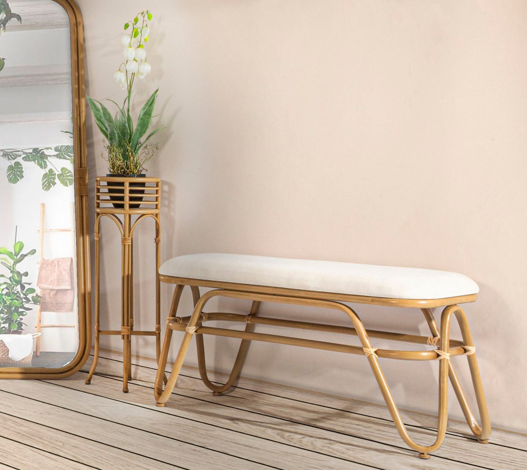 Runder Rattan Vasenhalter Mit Stand Panama Akzent