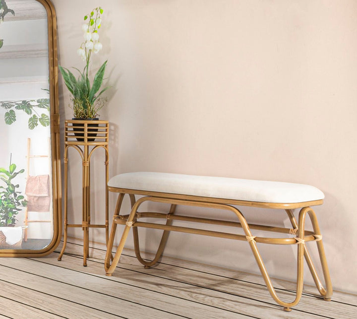 Runder Rattan Vasenhalter Mit Stand Panama Akzent