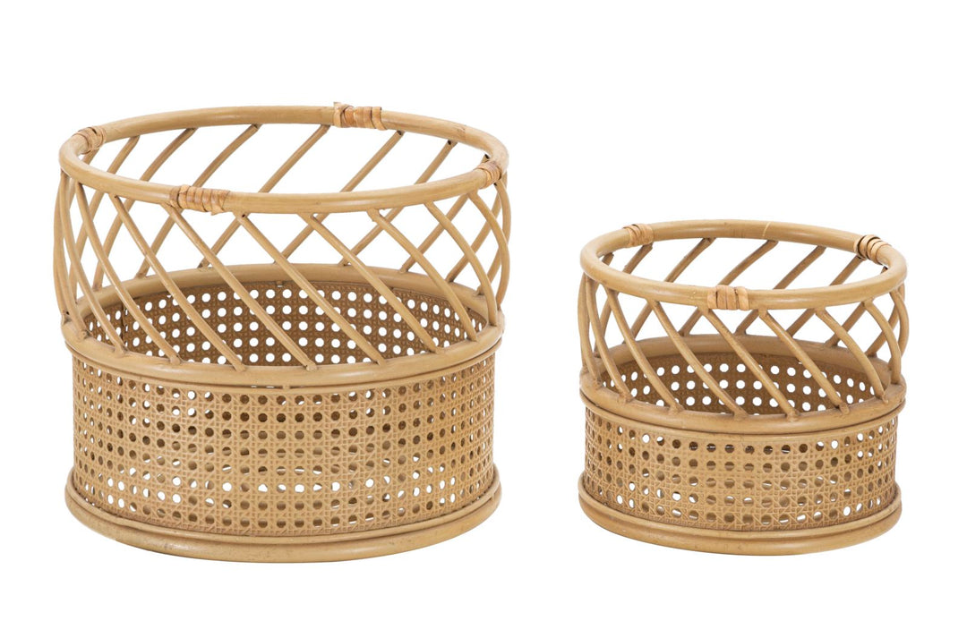 2er Set Rattan Vasenhalter Panama Deko