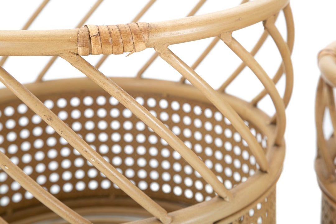 2er Set Rattan Vasenhalter Panama Deko