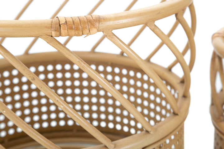 2er Set Rattan Vasenhalter Panama Deko