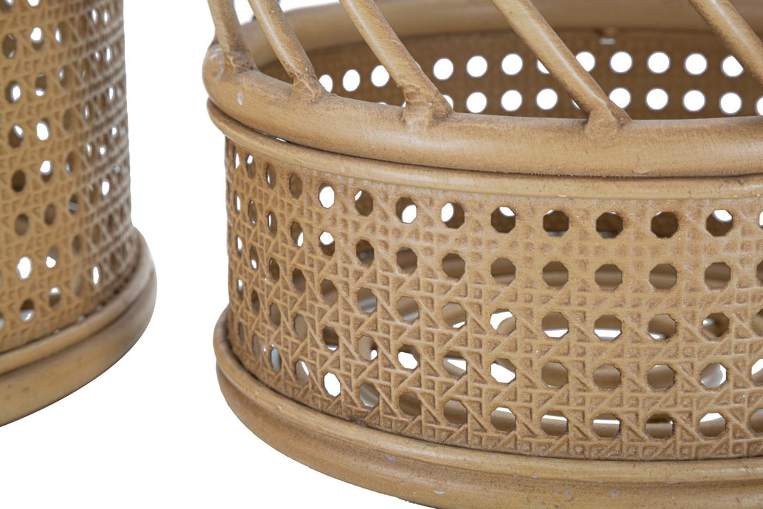 2er Set Rattan Vasenhalter Panama Deko