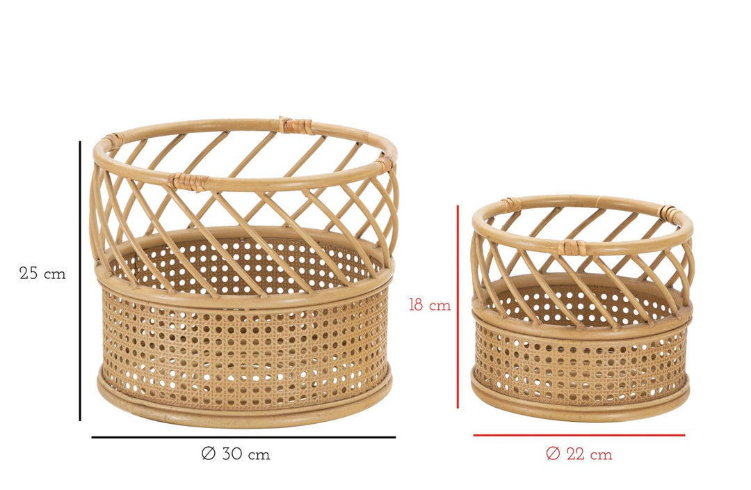 2er Set Rattan Vasenhalter Panama Deko