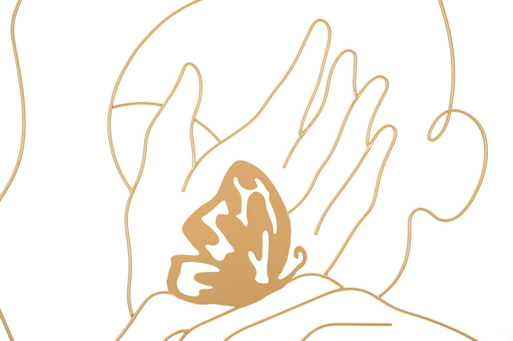 Moderne abstrakte weibliche Gesicht Gold Metall Wanddekoration