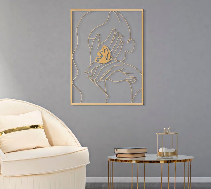 Moderne abstrakte weibliche Gesicht Gold Metall Wanddekoration