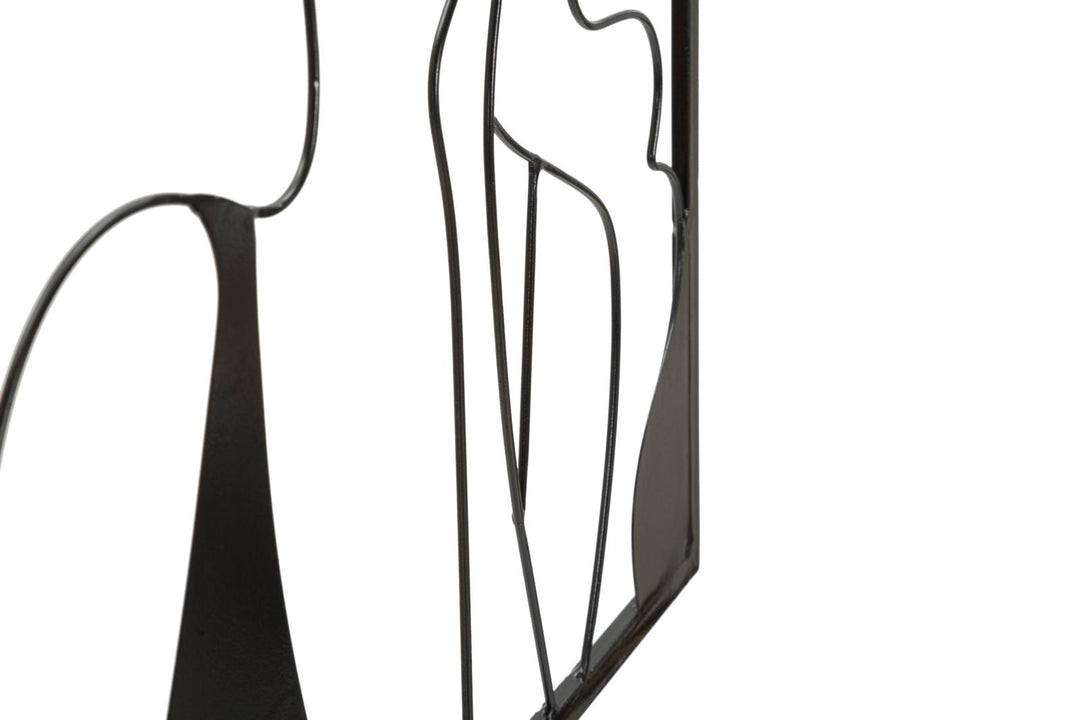 Frau mit Hut Moderne Schwarze Metall Wanddekoration