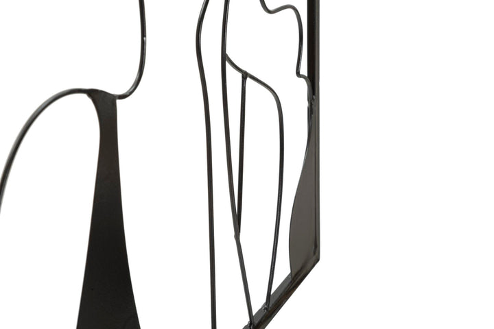 Frau mit Hut Moderne Schwarze Metall Wanddekoration