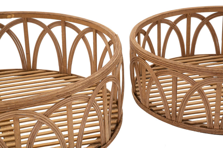 3er Set Rattan Serviertabletts Fuji Deko Kollektion
