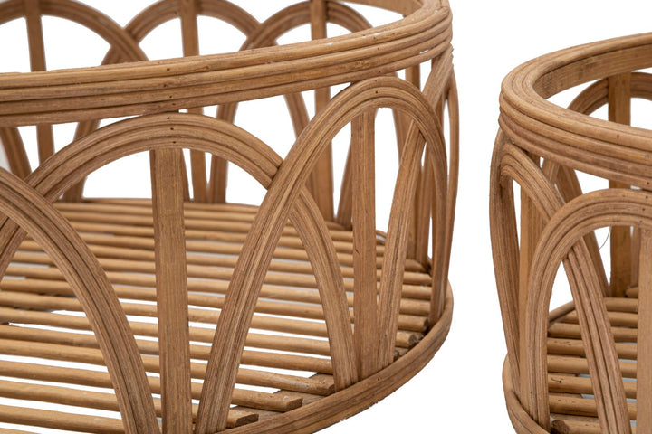 3er Set Rattan Serviertabletts Fuji Deko Kollektion