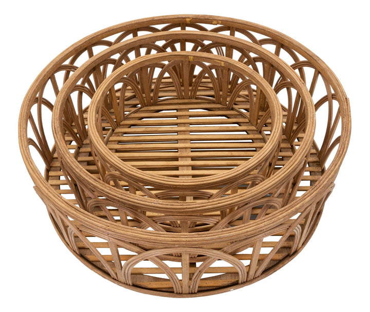 3er Set Rattan Serviertabletts Fuji Deko Kollektion