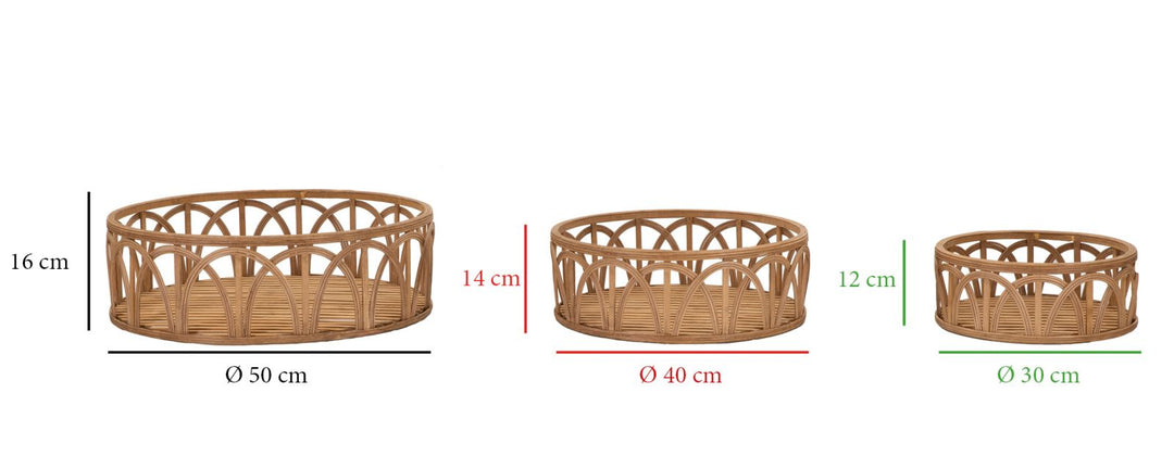 3er Set Rattan Serviertabletts Fuji Deko Kollektion