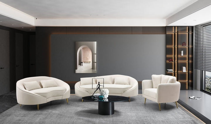 Creme 3 Sitzer Samt Sofa Mit Kissen Oslo Couch
