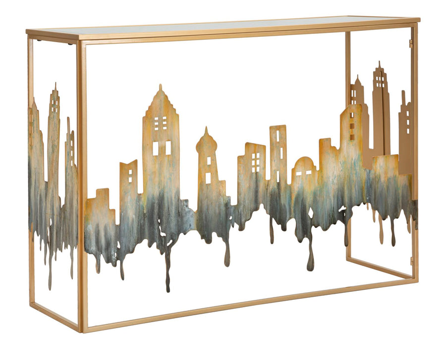 Stadt Konsolentisch aus Metall und Glas