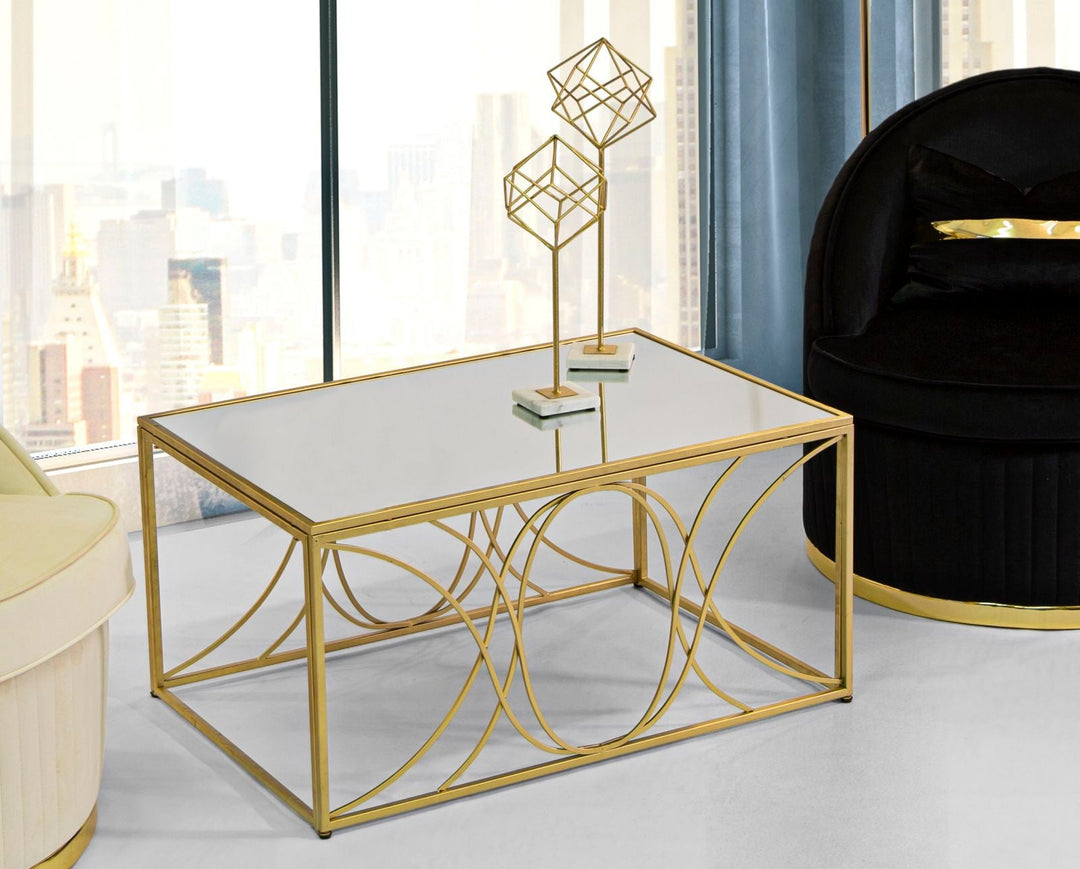 Couchtisch aus Metall und Glas in Gold
