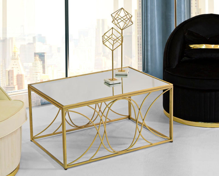 Couchtisch aus Metall und Glas in Gold