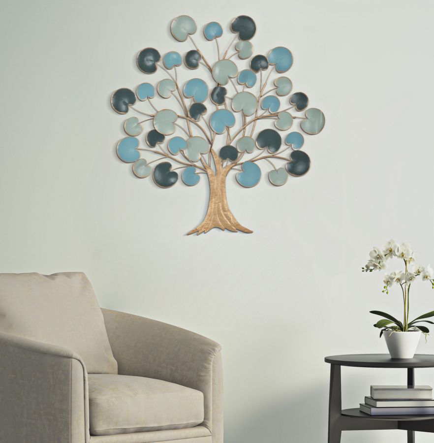 Gold & Blau Holz Wanddekoration