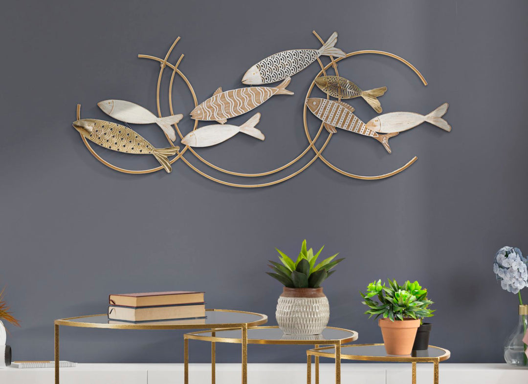 Metall und Holz Fisch Fisch Wanddekoration
