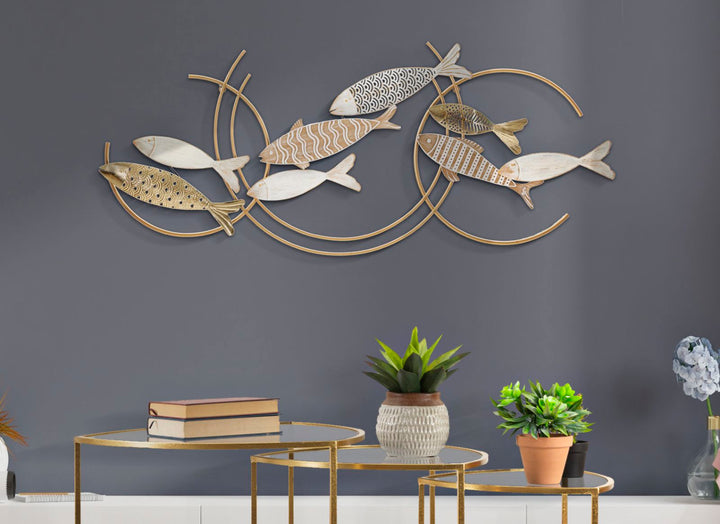 Metall und Holz Fisch Fisch Wanddekoration