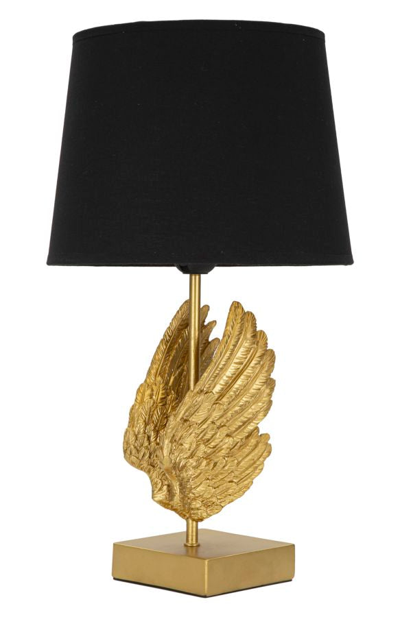 Moderne Tischlampe in Form eines Engels in Gold und Schwarz