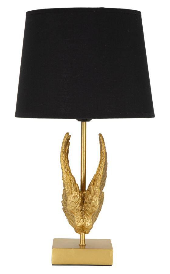 Moderne Tischlampe in Form eines Engels in Gold und Schwarz