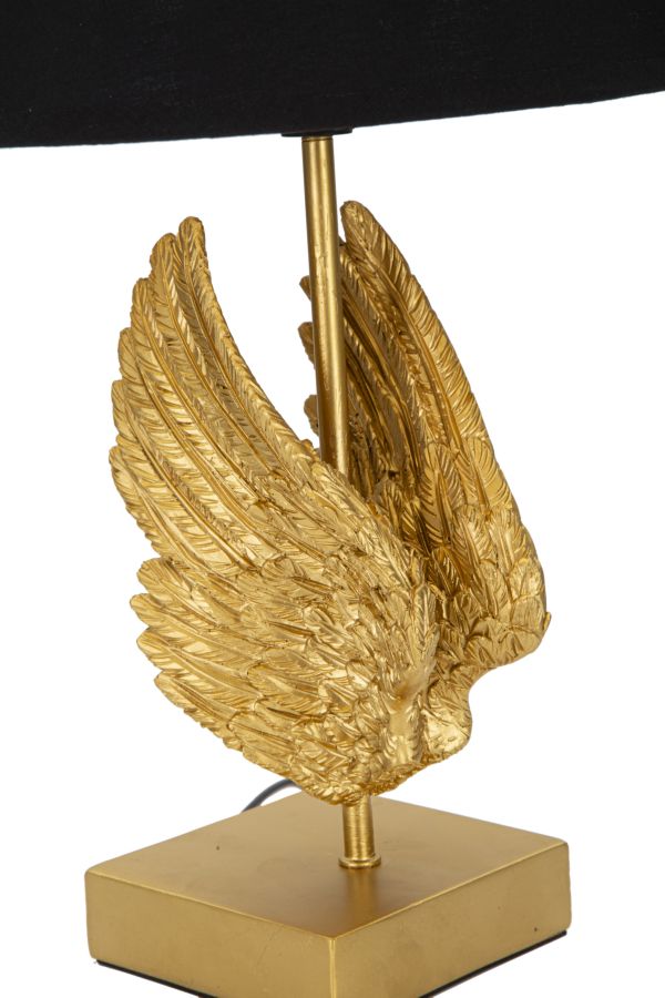 Moderne Tischlampe in Form eines Engels in Gold und Schwarz