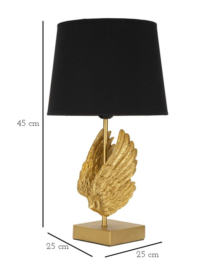 Moderne Tischlampe in Form eines Engels in Gold und Schwarz