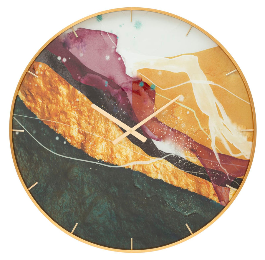 Metall und Glas Abstrakte Farbe Wanduhr