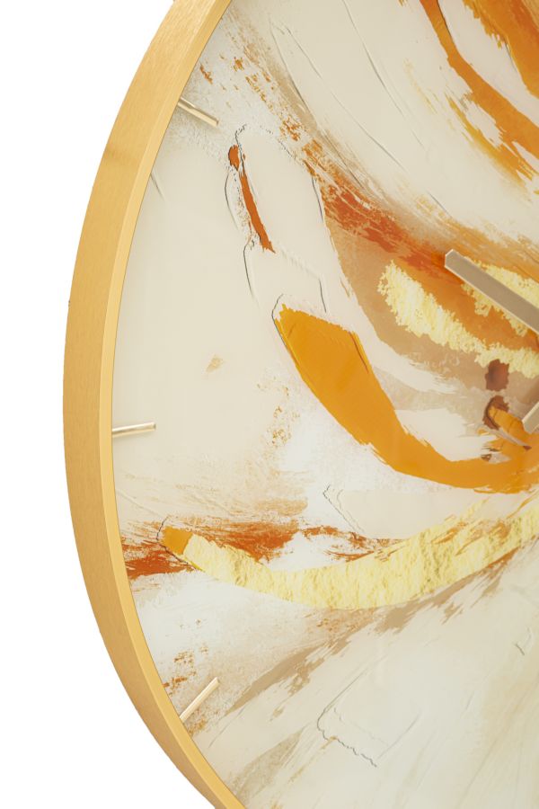 Metall und Glas Abstrakt Orange Wanduhr