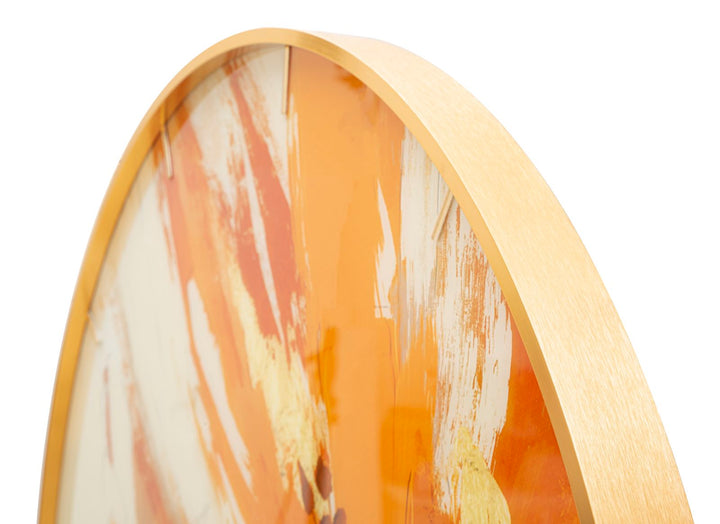 Metall und Glas Abstrakt Orange Wanduhr