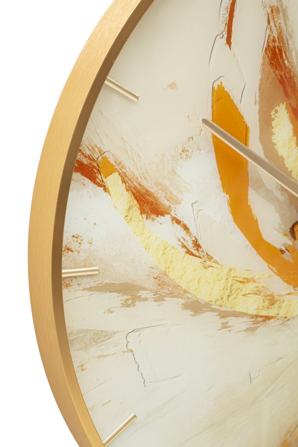Metall und Glas Abstrakt Orange Wanduhr