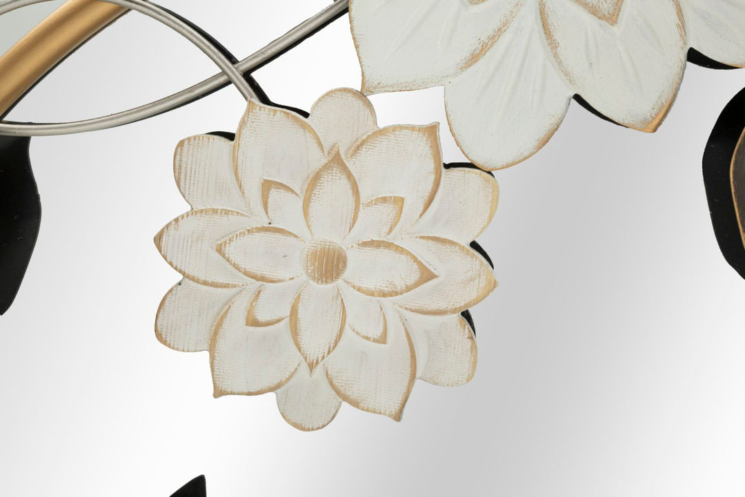 Runder Wandspiegel aus Metall mit Blumen und Schmetterlingen