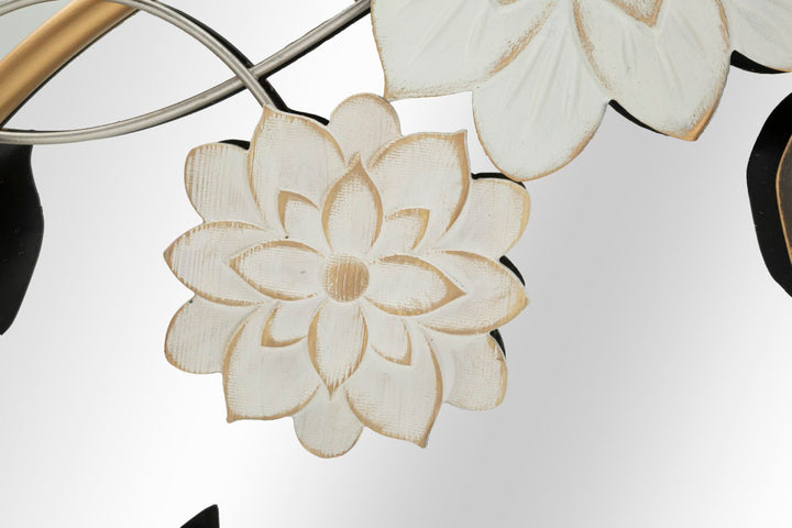 Runder Wandspiegel aus Metall mit Blumen und Schmetterlingen